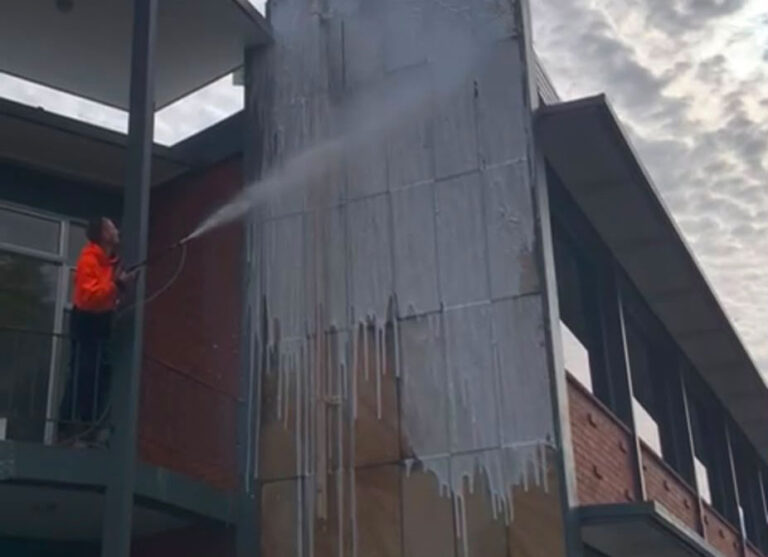 Soft Washing of Wall Building